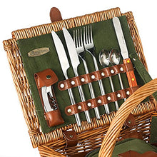 2 Person Wicker Picnic Basket Set with Traditional Green Blanket - Gift Ideas for Christmas Mum Mothers Day Wedding Birthday Anniversary Business Gifts Corporate