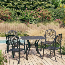 KUPTYERFG 5 Piece Patio Bistro Set, Cast Aluminum Outdoor Dining Set with 4 Chairs and 35 Inch Table with Umbrella Hole, Black Furniture Set for Backyard Balcony