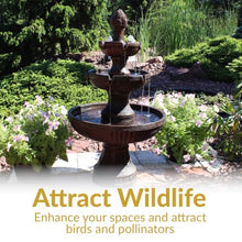 Sunnydaze 43” Flower Blossom 3-Tier Outdoor Water Fountain, Electric, Earth