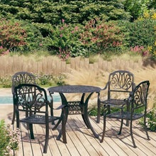 Molumvel 5 Piece Outdoor Bistro Set with Umbrella Hole, Cast Aluminum Patio Dining Table and 4 Chairs for Garden, Deck, Porch, Black