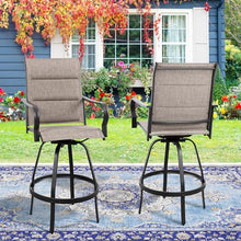 Vongrasig 4 Piece Outdoor Patio Swivel Bar Chairs, All Weather Padded Sling Textile High Top Bar Stools, Bistro Set for Backyard, Lawn Garden, Balcony, Gray