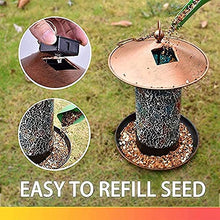 Feilx Bird Feeder,Hanging Solar LED Tray Bird Feeder,Outdoor Art Bird Feeder Metal Waterproof with Lights, Outdoor Bird Feeder