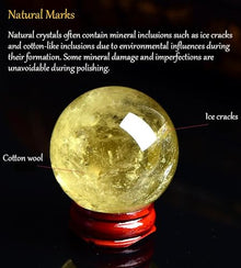 FOTCFATEV Crystal Ball, Citrine, Citrine, Round Ball, Figurine, feng Shui Goods, Purification, Luck, Financial Luck, Increase, Business Prosperity,75~80mm