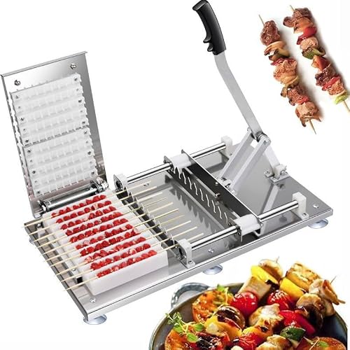 BBQ Grill Shish Kebab Maker, Stainless Steel Skewers Brochette Beef Skewer Making Machine, Kebab Maker Grill, BBQ Meat Skewer Maker Box for Kitchen BBQ Camping, Outdoors Grilling Skewers