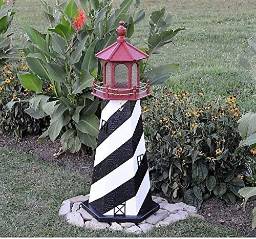 Backyard Crafts Amish-Made St. Augustine, FL Replica Lighthouse with Solar-Powered LED Lighting, 70" Tall