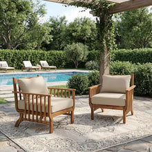 Merax 2 Piece 31.1" Mid-Century Modern Acacia Wood Outdoor Club Chair with Weather-Resistant Cushion, Patio Lounge Chair for Poolside, Deck, Backyard