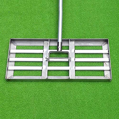 Aikimfuly Golf Garden Grass,Lawn Leveling Rake- 53in Stainless Steel Pole- Level Soil with 20 x 10 Heavy Duty Soil Lawn Leveler Tool for House Garden Yard Golf