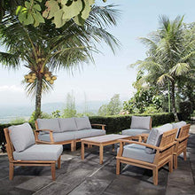 Modern Contemporary Outdoor Patio Sofa, Chair and Coffee Table Set, Wood, Grey Gray Natural