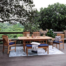 Cambridge Casual Caterina Teak Wood 6-Piece Outdoor Dining Set Natural Teak/Navy Cushion