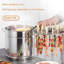 Tiuheyo Stainless Steel Smokeless Charcoal Barrel Grill, Portable Vertical Hanging BBQ Smoker with 20 Skewers, 360-Degree Surround Grilling, 36x43CM, for Indoor and Outdoor Use