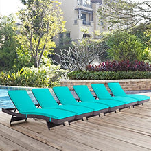 America Luxury - Outdoor Modern Contemporary Urban Design Patio Balcony Chaise Lounge Chair Set of 6 Blue