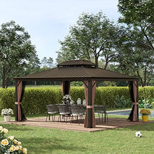 Outsunny 12' x 16' Hardtop Gazebo with Curtains and Netting Coffee