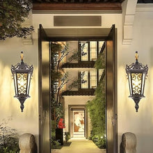 MVUYO Water Ripples Glass Shade Barn Light Fixture Sconces Black Exterior Wall Lantern E27/E26 Socket Lamps for Patio Garage Front Door Entryway Lighting(59 * 21cm)