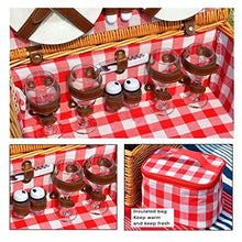 ZYBB Picnic Basket Wicker with Cutlery Insulation Bag Wine Glass Seasoning Bottle Large for 4 People 46X31x20cm