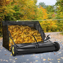 44" Lawn Sweeper Tow Behind, Grass Sweeper Tow Behind Ft Large Hopper, Heavy Duty Leaf & Grass Collector, Adjustable Brush Height Lever and Dumping Rope, Lawn and Yard Cleanup Tool