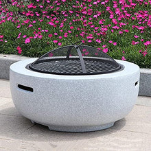 Outdoor Party BBQ Fire Pit for Patio, Fire Bowls with Grill Shelf and Mesh Cover Round Tabletop for Placing Drinks Roasting Supplies, Garden Patio Decor