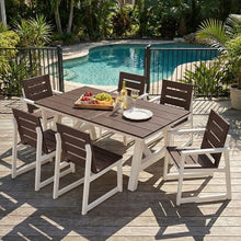 Costaelm Outdoor Dining Tables for Patio, 72" Rectangle 6-Person HDPE Dining Table with Umbrella Hole and Metal Frame for Outside, Garden, Poolside, Backyard, Porch, Balcony, Dark Brown