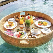 ERoomQ Luxury Floating Serving Tray Table Round,Pool Food Drink Tray,Versatile Floating Tray for Pools,Beach & Spa Hot Tub Accessories,Large Capacity (Yellow 80X80X15CM)