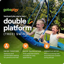 gobaplay Heavy Duty Explorer Kids 3 Zone Swing Set - XL Blue Double Platform, Belt & Flat Swings