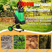 AityBuy Electric Wood Chipper Garden Shredder,2400W 1.57-Inch Cutting Diameter Garden Leaf Mulcher with Wheels,Electric Branch Chipper,with 50L Collection Bag
