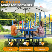 OUTTANS Commercial Metal Picnic Table (Blue, 38in, Kids, Expanded Steel)