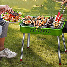 NEWCES Barbecue Desk Indoor Outdoor Electric Carbon Barbecue Grill Electric BBQ Smokeless Grill with Legs 1800W Adjustable Thermostat Removable Washable Plates 18.5 X 9.8 Green Tabletop Barbecue