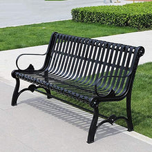 ANSNAM Outdoor Bench Garden Patio Seating Furniture, Outdoor Park Bench Garden Bench, Metal Leisure Cast Iron Bench, Courtyard Terrace Seat Bench with Backrest and Armrest (Size : 120cm)