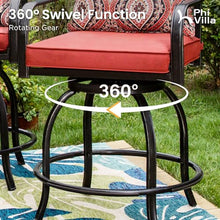 PHI VILLA Outdoor Bar Stools 4 PCS, 24" Counter Height, Cast Iron