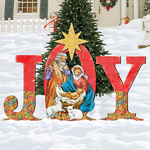 G.DeBrekht Christmas Joy Nativity Yard Sign - Holly Family Front Yard Scene 8121456F