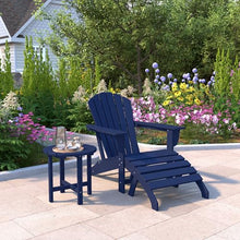 WestinTrends Dylan Outdoor Adirondack Chair with Ottoman and Side Table 3-Piece Set, Navy Blue