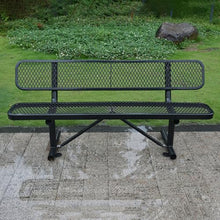 HIMcup 8FT Outdoor Metal Bench with Backrest & Portable Frame, Garden Patio Bench for 3-5 People, Park Benches for Outside Rust Proof, Commercial Heavy Duty Park Bench, Yard, Front Porch, School
