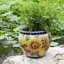 CUTPOIY Outdoor Villa Garden Large Flower Pot Hand-Painted Ceramic Mosaic Plant Pot Amen Garden Balcony Bonsai Planter European Classical Garden Planter Corridor Aisle Colorful, Sun Flower-Medium