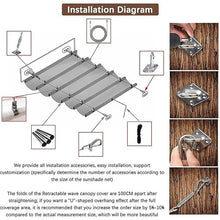 Retractable Wave Pergola Shade Cover, Slide Shade Sail Awning Canopy for Porch Gazebo Yard, Complete Installation Hardware(1.2x7m)