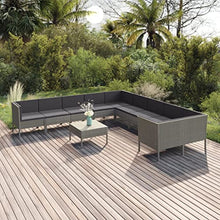 WDGJJFECNMUEHI 11 Piece Outdoor Patio Furniture Set with Cushions, Gray PE Rattan Sectional Sofa Waterproof Garden Lounge Set for Backyard, Poolside, Includes Sofas, Table & 25 Cushions
