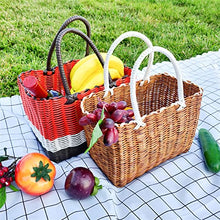LSSOAZZVVN Small Picnic Basket Handmade Wicker Shopping Basket Home Vegetable Fruit Packing Picnic Storage Basket Garden Imitating Rattan Woven Flower Basket (Color : 1) (1)