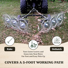 Yard Tuff 60 Inch Acreage Rake, Steel Tow Behind Dethatcher Attachment for Lawn & Garden - Heavy-Duty Dethatching Accessories for ATV, UTV and Utility Tractor Machines
