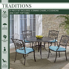 Hanover Traditions 5 Piece Patio Dining Set with Blue Cushions