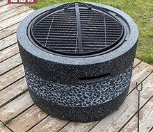 Large Fire Pit Fire Bowl with Grill Gray Cast Iron Brazier Heater Multifunctional Camping Bowl BBQ for Backyard,Camping,Picnic,Bonfire,Garden (Black) (Black) (Gray)