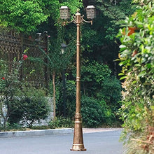 Xinmeiyue Antique Bronze Solar Lantern Post Light - 2-Lights Decorative Outdoor Column Lamp for Garden, Garage, and Courtyard(2.8m)