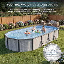 Blue Wave San Pedro 15x30-ft Oval 52-in Deep Hard Sided Steel Wall Above Ground Pool with 6-in Steel Top Seats, Dual-Speed Sand Filter System, Ladder, Skimmer & Liner – 9,900 Gallon Cap for Family Use