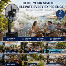 JCSRYD 11Gal/42L Pedestal Fan with Water Mist Spray, Portable Misting Fan with Automatic Refill, 3-Speed Oscillating Cooling Fans for Patio, Restaurant, Outdoor Use