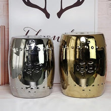 Ceramic Garden Stool Decorative Garden Stools Gold Plated Silver Plated Porcelain Stool Home Decor Dressing Stool Gold Silver Shoe Change Stool Ceramic Drum Stool Ornament Garden Stool Ceramic(A)