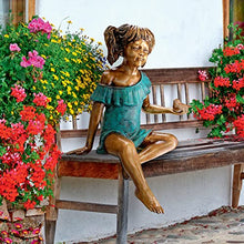Design Toscano Bridgette with Bird Cast Bronze Garden Statue Two Tone Bronze & Verdigris