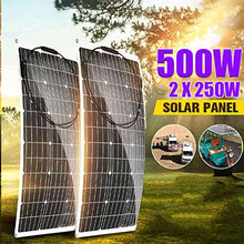 500W/250W Solar Panel 18V Semi-Flexible Monocrystalline Solar Cell DIY Cable Waterproof Outdoor Car RV Rechargeable Power System (250w) (250w)