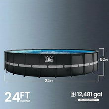 24ft x 52in Round Metal Frame Above Ground Pool Set w/Filter Pump & Ladder