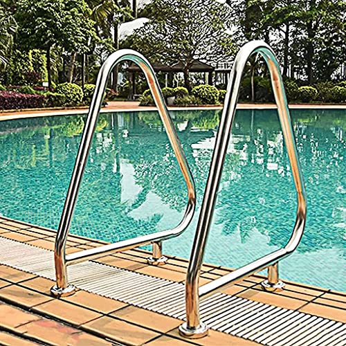 Pool Handrail Handle Grab Rails Swimming Pool Ramps Pool Hand Rail, Easy to Mount Handrail, 304 Stainless Steel Pool Stair Rail with Base Plate and Handle Cover