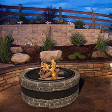 Garden Fire Pit Grill Bowl Grill Barbecue Rack Charcoal Barbecues Outdoor Fire Pit Bowl Round Charcoal Wood Heating Brazier Imitation Stone Wood Grain Stove Courtyard Hotel Decoration