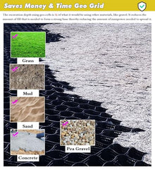 MLYAYE Pebble Walkway Grid 6 '' Tall for Garden/Park, Anti-Deformation Ground Grid Heavy Duty Gravel Stabilizer for Fills Concrete Cement Stone, Slopes Geogrid Erosion Control(4x10m (13 x 33ft))
