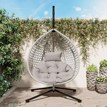 Merax Egg Hanging Chair with Stand, Indoor/Outdoor Swinging Wicker Hammock Chair for Patio, Garden, or Living Room