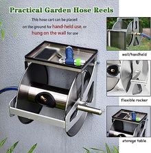 Garden hose reels Hose Reels,Washer Reel, Portable Hose Truck,Hose Reel Cart Garden Hose Reels for Outside Heavy Duty Wall Hose Cart Stainless Steel Small Pipe Organizer Hose Reels(Hose Cart+30m Pipe)